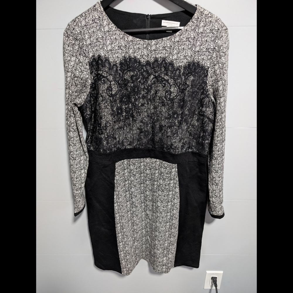 Katherine Barclay Montreal Elegant Black and White  Dress With Lace Detail
